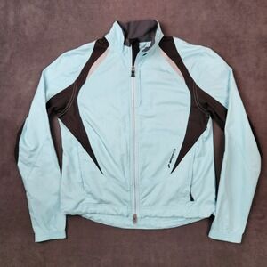 Brooks Canopy Running Jacket Womens Small Light Blue Black Full Zip Lightweight